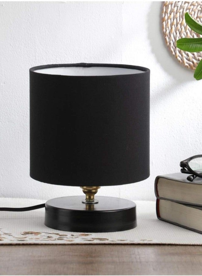 tu casa Minimalist Black Metal Table Lamp with Cotton Shade | Elegant Bedside & Desk Lamp for Bedroom, Living Room, Office & Home Décor (9 Inch) - Image 2